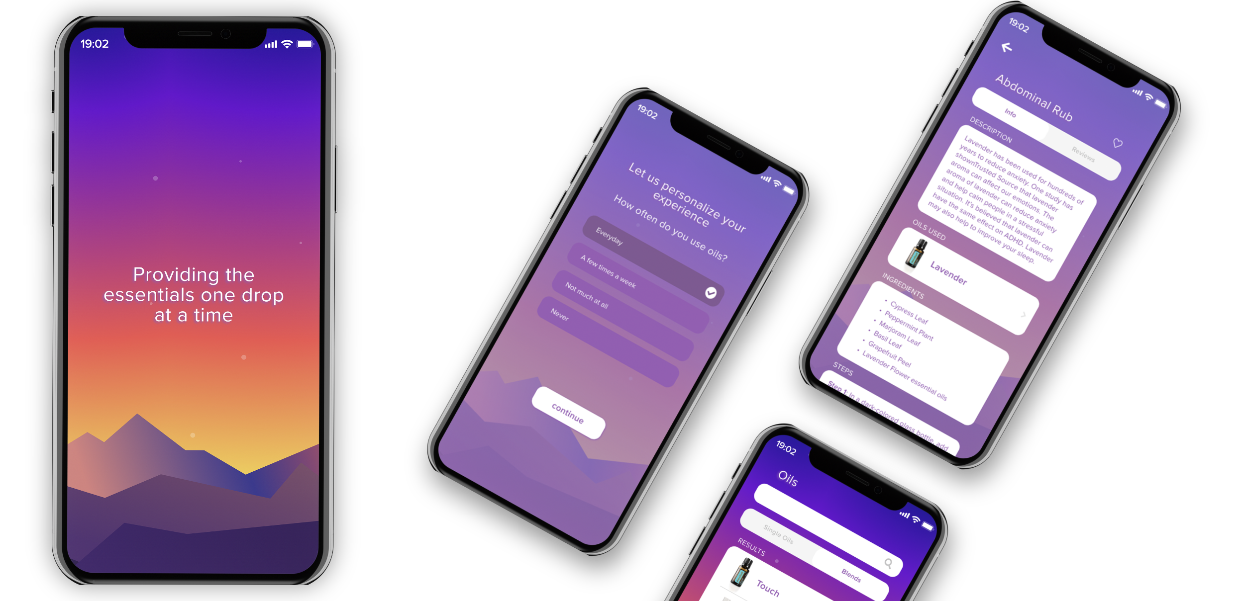 doTERRA essential oils app redesign screens